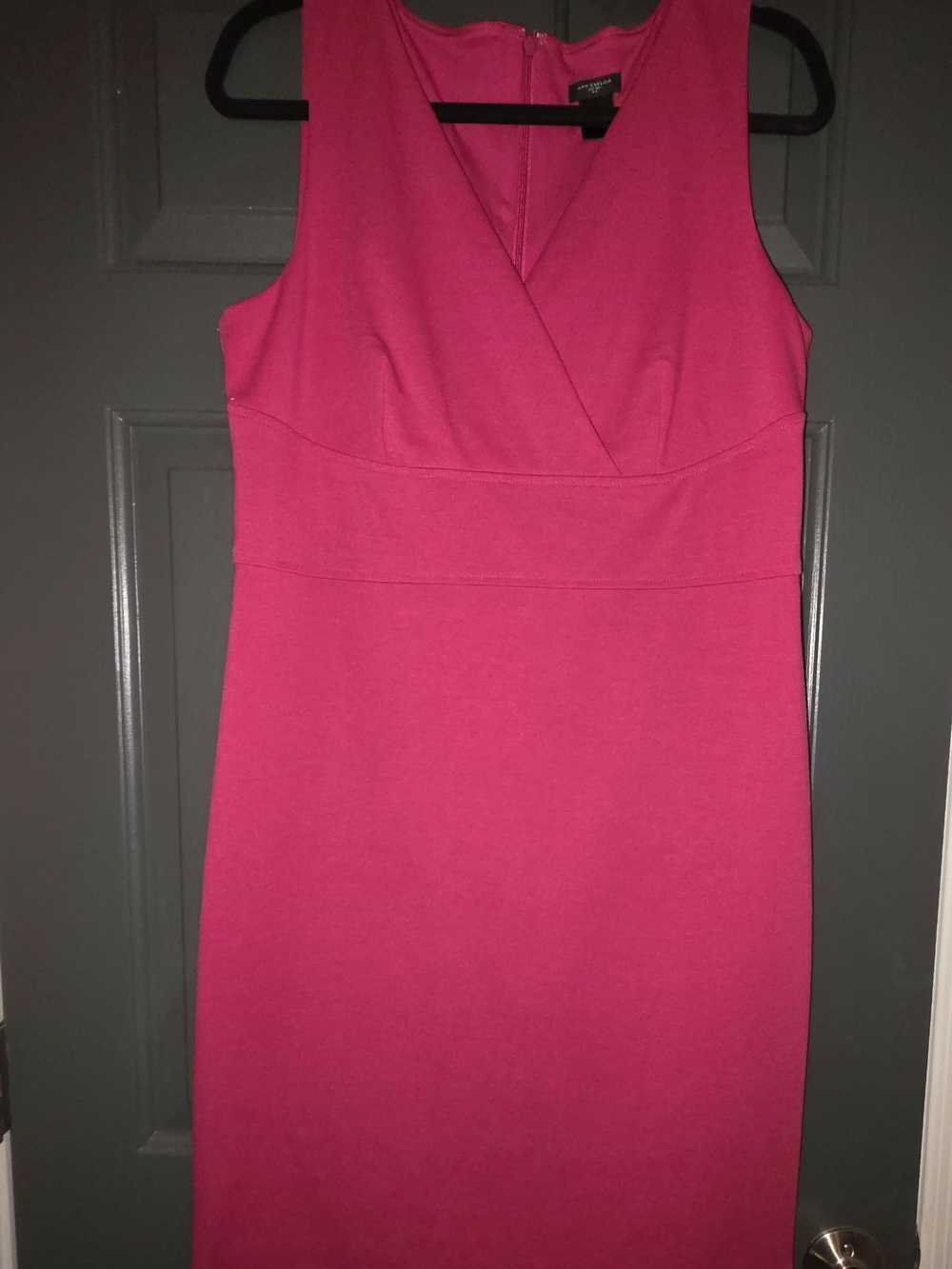 Ann Taylor Sleeveless Fuchsia Midi Sheath Dress